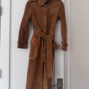 Coach Brown Suede Trench Coat with Belt